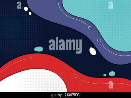 Abstrakte bunte Kritzeleien Vorlage Design Kunstwerk dekorativen Stil. Überlappende Stilvorlagen mit kreisförmigen Halbtonhintergründen. Vektor Stock Vektor