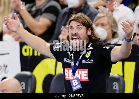 Kiel, Deutschland. 23. Oktober 2022. Handball: Bundesliga, THW Kiel - Rhein-Neckar Löwen, Matchday 8, Wunderino Arena. Trainer Sebastian Hinze von den Rhein-Neckar Löwen Gesten. Quelle: Frank Molter/dpa/Alamy Live News Stockfoto