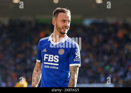 Wolverhampton, Großbritannien. 23.. Oktober 2022. Während des Premier League-Spiels zwischen Wolverhampton Wanderers und Leicester City in Molineux, Wolverhampton, England am 23. Oktober 2022. Foto von Ben Wright. Nur zur redaktionellen Verwendung, Lizenz für kommerzielle Nutzung erforderlich. Keine Verwendung bei Wetten, Spielen oder Veröffentlichungen einzelner Clubs/Vereine/Spieler. Kredit: UK Sports Pics Ltd/Alamy Live Nachrichten Stockfoto