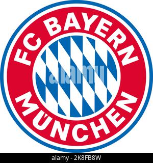 Logo des deutschen Fußballvereins. Übersetzung Bayern München. Sportkonzept. Stock Vektor