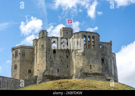 Burg von Warkworth Castle, Warkworth, Northumberland, England, Vereinigtes Königreich, 12.. Jahrhundert Stockfoto