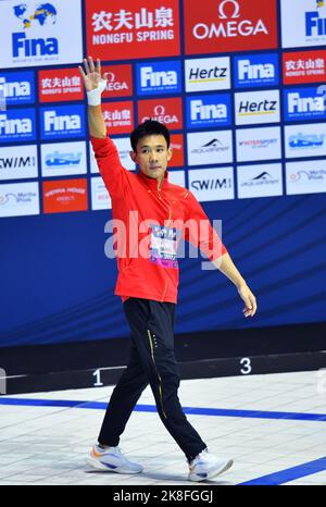 Berlin, Deutschland. 23. Oktober 2022. Yang Hao aus China zeigt sich vor dem Mannschaftsfinale 10m beim FINA Diving World Cup in Berlin, Deutschland, 23. Oktober 2022. Quelle: Ren Pengfei/Xinhua/Alamy Live News Stockfoto