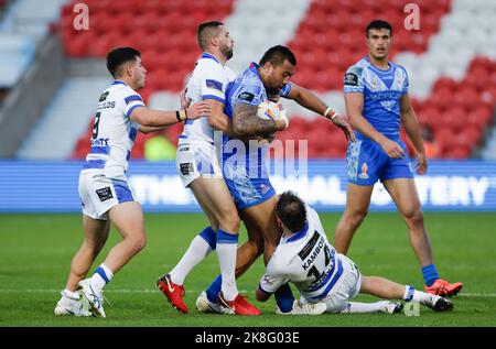 Die Ligi Sao von Samoa während des Rugby-League-Weltcup-Spiels der Gruppe A im Eco-Power Stadium, Doncaster. Bilddatum: Sonntag, 23. Oktober 2022. Stockfoto
