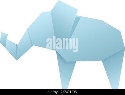 Origami Elefant Symbol Cartoon-Vektor. Papiertier. Geometrisches Bildwerk Stock Vektor
