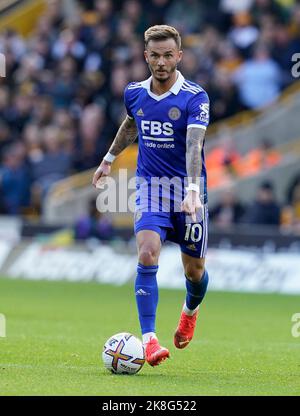 Wolverhampton, Großbritannien. 23. Oktober 2022. James Maddison von Leicester City während des Premier League-Spiels in Molineux, Wolverhampton. Bildnachweis sollte lauten: Andrew Yates/Sportimage Kredit: Sportimage/Alamy Live News Stockfoto