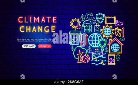 Neon-Banner-Design Für Den Klimawandel Stock Vektor