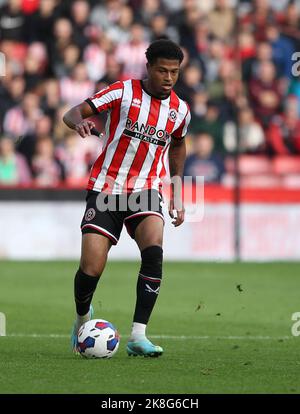 Sheffield, Großbritannien. 22. Oktober 2022. Rhian Brewster von Sheffield United läuft mit dem Ball während des Sky Bet Championship-Spiels zwischen Sheffield United und Norwich City in der Bramall Lane am 22. 2022. Oktober in Sheffield, England. (Foto von Mick Kearns/phcimages.com) Credit: PHC Images/Alamy Live News Stockfoto