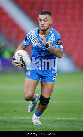 Samoas Danny Levi während des Rugby League World Cup-Spiels der Gruppe A im Eco-Power Stadium, Doncaster. Bilddatum: Sonntag, 23. Oktober 2022. Stockfoto