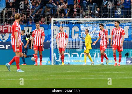 Die Berliner Spieler sind enttäuscht, enttäuscht, enttäuscht, enttäuscht, traurig, Fußball 1. Bundesliga, 11. Spieltag, VfL Bochum (BO) - 1.Union Berlin (UB), am 23. Oktober 2022 in Bochum. XCUT: Stockfoto