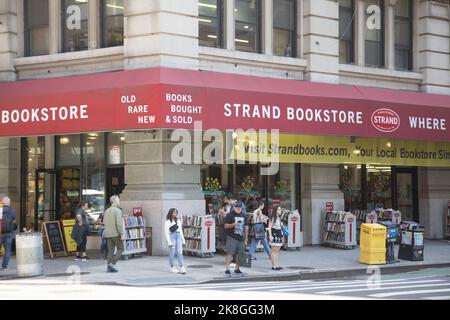 Der berühmte Strand verwendete eine Buchhandlung am Broadway und in der East 12. Street in New York City. Stockfoto