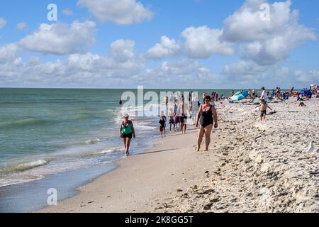 Bowman’s Beach vor dem Reiseantritt von Ian auf Sanibel Island in Florida. Stockfoto