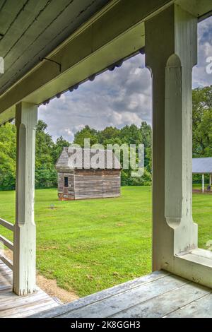 Im Inneren der Familie Ergänzung von Fort Defiance, der historic18. Jahrhundert Heimat von General William Lenoir in Lenoir, North Carolina. Stockfoto