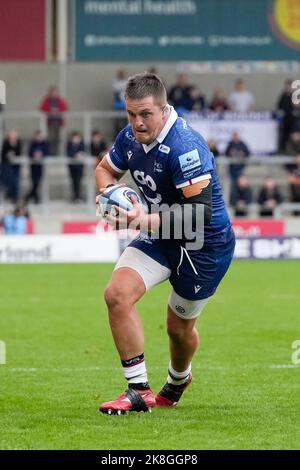 Eccles, Großbritannien. 23. Oktober 2022. Nick Schonert #3 of Sale Sharks während des Gallagher Premiership Spiels Sale Sharks vs Harlekins im AJ Bell Stadium, Eccles, Großbritannien, 23.. Oktober 2022 (Foto von Steve Flynn/News Images) in Eccles, Großbritannien am 10/23/2022. (Foto von Steve Flynn/News Images/Sipa USA) Quelle: SIPA USA/Alamy Live News Stockfoto