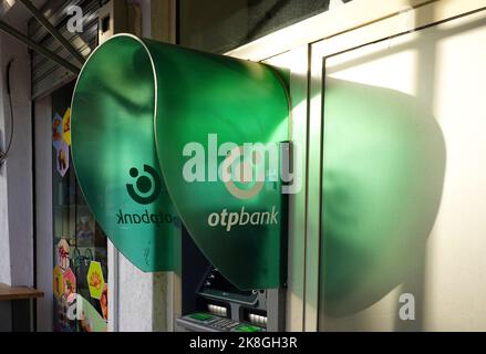 Geldautomat der OTP-Bank, Saranda, Republik Albanien Stockfoto