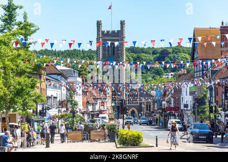 St Mary's Church vom Market Square, Henley-on-Thames, Oxfordshire, England, Großbritannien Stockfoto