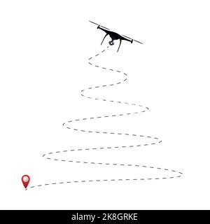 Die Flugbahn eines unbemannten, kontrollierten Fahrzeugs in Form eines Weihnachtsbaums. Stock Vektor
