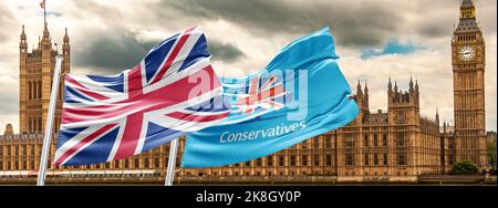 Konservative: Großbritannien dazu bringen, die Konservative Partei, offiziell die Konservative und Unionistische Partei, auch umgangssprachlich als die Tories bekannt, zu bewegen, Stockfoto