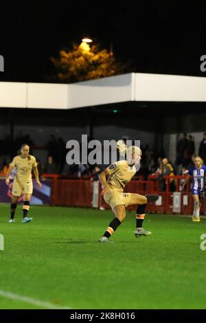 Crawley, Großbritannien. 23. Oktober 2022. Broadfield Stadium, Crawley, Großbritannien, 23. Oktober 2022 Pernille Harder (CHE, 23) während des Spiels Brighton & Hove Albion gegen Chelsea im Broadfield Stadium, Crawley (Bettina Weissensteiner/SPP) Credit: SPP Sport Press Photo. /Alamy Live News Stockfoto