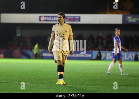 Crawley, Großbritannien. 23. Oktober 2022. Broadfield Stadium, Crawley, Großbritannien, 23. Oktober 2022 Sam Kerr (CHE, 20) während des Spiels Brighton & Hove Albion gegen Chelsea im Broadfield Stadium, Crawley (Bettina Weissensteiner/SPP) Credit: SPP Sport Press Photo. /Alamy Live News Stockfoto