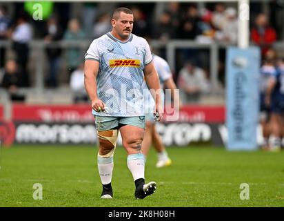 Eccles, Vereinigtes Königreich. 23. Oktober 2022. Premiership Rugby. Sale V Harlequins. AJ Bell Stadium. Eccles. Wilco Louw (Harlequins) während des Sale V Harlequins Gallagher Premiership Rugby-Spiels. Kredit: Sport In Bildern/Alamy Live Nachrichten Stockfoto