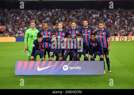 Barcelona, Spanien. 23. Oktober 2022. FC BARCELONA gegen ATHLETIC CLUB of BILBAO Oktober 23,2022 das FC BARCELONA Team vor dem Spiel zwischen dem FC Barcelona und dem Atheliclub of Bilbao, das dem elften Tag der La Liga Santander im Spotify Camp Nou in Barcelona, Spanien, entspricht. Kredit: Rosdemora/Alamy Live Nachrichten Stockfoto