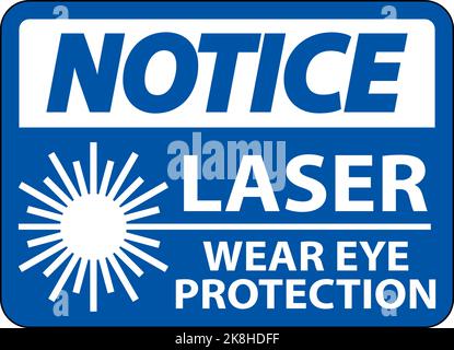 Hinweis: Laserschutzschild Mit Augenschutz Auf Weißem Hintergrund Stock Vektor