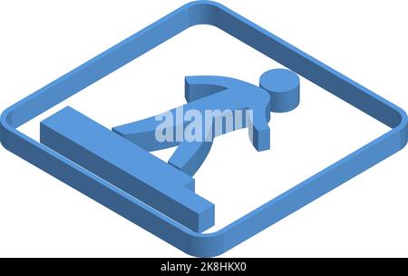 Blaue isometrische Darstellung der Aufmerksamkeit auf einen Schritt Stock Vektor