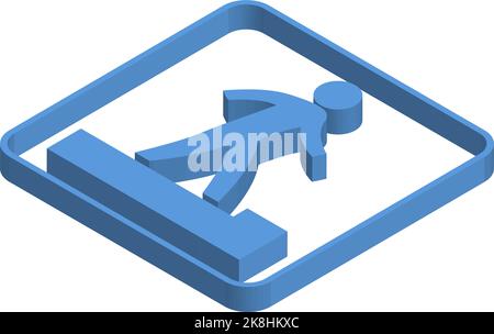 Blaue isometrische Darstellung der Aufmerksamkeit auf steigende Stufen Stock Vektor