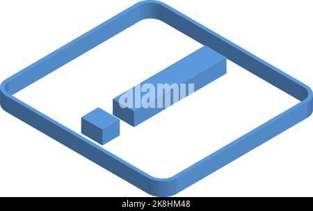 Blaue isometrische Darstellung des Ausrufezeichens Stock Vektor