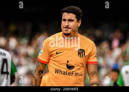 SEVILLA, SPANIEN - 23. OKTOBER: José María Giménez von Atlético de Madrid reagiert während des Spiels zwischen Real Betis Balompie und Atletico de Madrid CF von La Liga Santander am 27. August 2022 in Mestalla in Valencia, Spanien. (Foto von Samuel Carreño/PxImages) Stockfoto