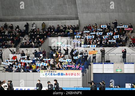 Nagano, Japan. Kredit: MATSUO. 22. Oktober 2022. Fans Speed Skating : die 29. All Japan Speed Skating Single Distance Championships der Frauen 500m bei M-Wave in Nagano, Japan. Kredit: MATSUO .K/AFLO SPORT/Alamy Live Nachrichten Stockfoto