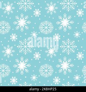 Blaues nahtloses Schneeflockenmuster. Geschenkpapier. Weihnachten Hintergrund für Webseiten. Stock Vektor