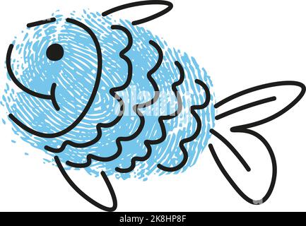 Daumendruck-Zeichnungen von schwimmenden Wasserfischen Stock Vektor