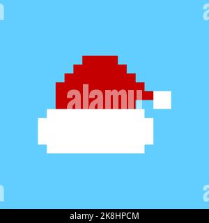 Pixel santa Hut für Spiele. Santa Claus 8 Bit Cap Icon Vektor Stock Vektor