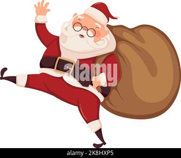 weihnachtsmann mit Geschenken Sack Charakter Stock Vektor
