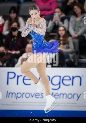 Norwood, Massachusetts, USA. 23. Oktober 2022. Gracie Gold der US-Schlittschuhe während des kostenlosen Frauenprogramms beim ISU-Eiskunstlauf-Skate-America-Wettbewerb am 23. Oktober 2022 in Norwood, USA. Kredit: Mathieu Belanger/AFLO/Alamy Live Nachrichten Stockfoto