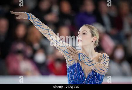 Norwood, Massachusetts, USA. 23. Oktober 2022. Gracie Gold der US-Schlittschuhe während des kostenlosen Frauenprogramms beim ISU-Eiskunstlauf-Skate-America-Wettbewerb am 23. Oktober 2022 in Norwood, USA. Kredit: Mathieu Belanger/AFLO/Alamy Live Nachrichten Stockfoto