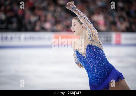 Norwood, Massachusetts, USA. 23. Oktober 2022. Gracie Gold der US-Schlittschuhe während des kostenlosen Frauenprogramms beim ISU-Eiskunstlauf-Skate-America-Wettbewerb am 23. Oktober 2022 in Norwood, USA. Kredit: Mathieu Belanger/AFLO/Alamy Live Nachrichten Stockfoto