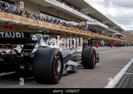 Austin, Texas, USA, 24.. Oktober 2022, Yuki Tsunoda, Aus Japan tritt für die Scuderia AlphaTauri an. Renntag, Runde 19 der Formel-1-Meisterschaft 2022. Kredit: Michael Potts/Alamy Live Nachrichten Stockfoto