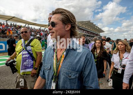 Austin, Texas, USA, 24.. Oktober 2022, Brad Pitt beim Renntag, dem 19. Lauf der Formel-1-Meisterschaft 2022. Kredit: Michael Potts/Alamy Live Nachrichten Stockfoto