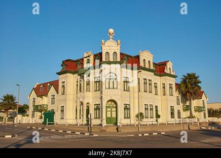 Swakopmund, Namibia - 07 18 2013 historisches Gebäude in der alten Kolonialstadt Stockfoto