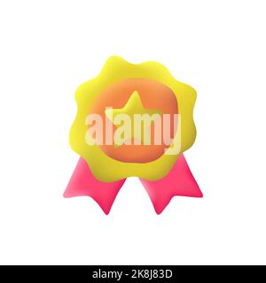 vektorsymbol für 3D Award-Farbbänder. Konzept für Medaille und Qualität. Symbol für Premium, Zertifikat, Prämiensymbol Stock Vektor