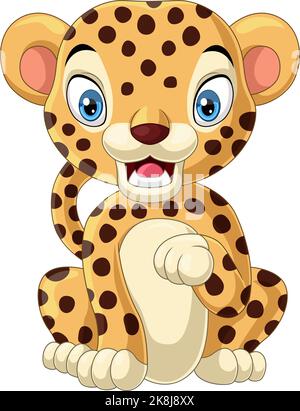 Nettes Baby Leopard Cartoon sitzen Stock Vektor