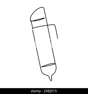 Eine Strichzeichnung eines Stifts. Stationär für Schulausrüstung. Zurück in die Schule oder kreatives Denkkonzept. Moderne kontinuierliche Linienführung Design Grafik Stock Vektor