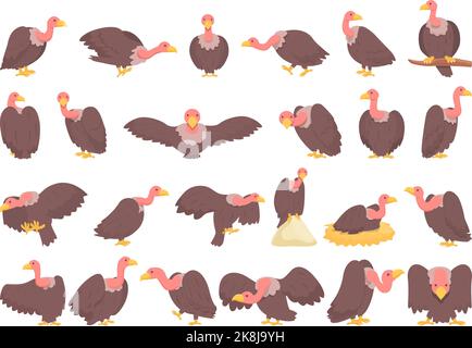 Geier Symbole setzen Cartoon-Vektor. Tiervögel. Afrikabeuge Stock Vektor