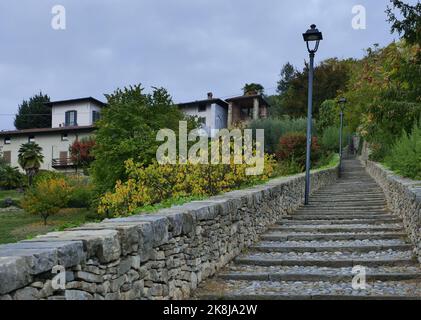 Mittelalterliche Steintreppe 'Scorlazzino' in Bergamo, Lombardei Italien Stockfoto