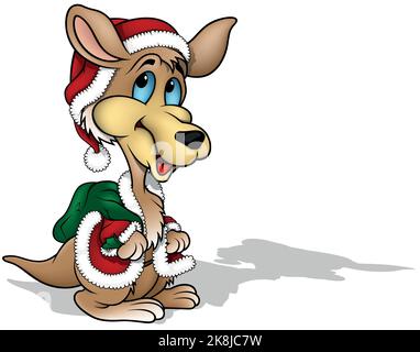 Känguru im Weihnachtsmann Kostüm Stock Vektor