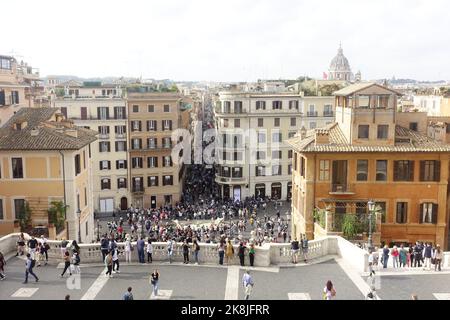 Rom Blick auf die Trinita de Monti von oben auf die Spanische Treppe Stockfoto