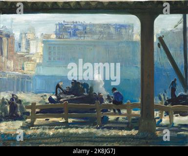 George Wesley Bellows ( 1882 – 1925) war ein amerikanischer Realist-Maler, bekannt für seine kühnen Darstellungen des städtischen Lebens in New York City - Blue Morning 1909 Stockfoto