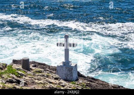 Blick auf die galizische Küste, dieses Gebiet ist bekannt als die Vela Küste in der Nähe von Pontevedra, Galicien, Spanien Stockfoto